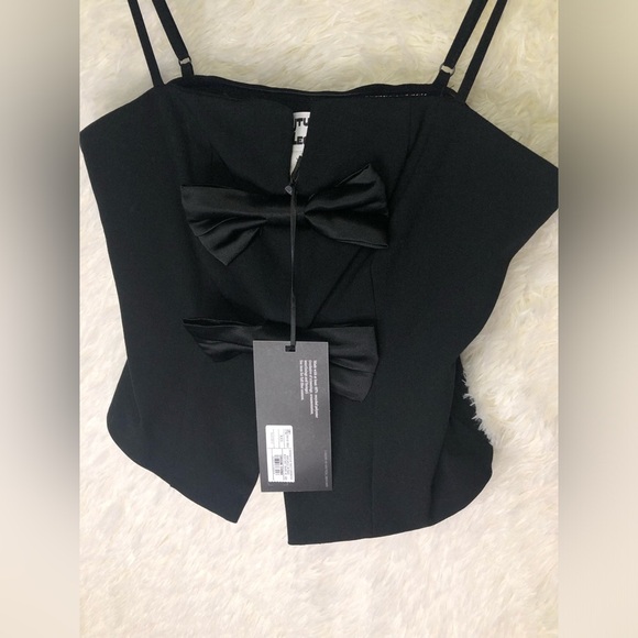 Future Collective Black Bow Crop Top XXS NWT - Picture 6 of 15